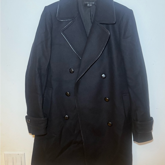 Theory Women’s Black Double-Breasted Pea Coat - Picture 1 of 10